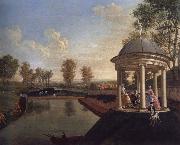 Edward Haytley The Brockman Family and Friends at Beachborough Manor The Temple Pond looking from the Rotunda china oil painting reproduction